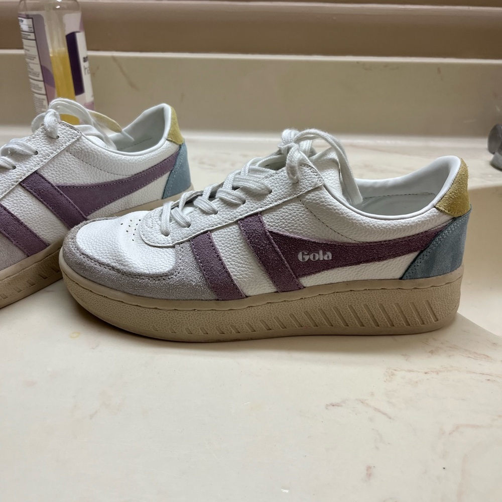 Gola Grandslam Trident Sneakers in White / Lily / Lemon